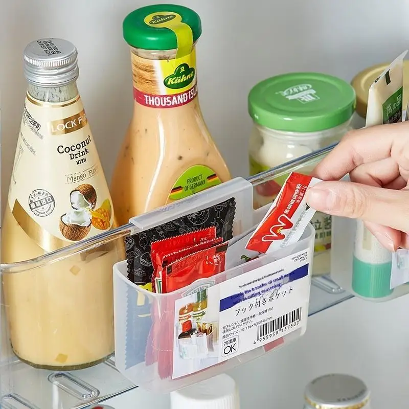Sliced Cheese Holder Detachable Washable Hanging Fridge Side Door Organizer Food Safe Storage Container for Kitchen Sorting