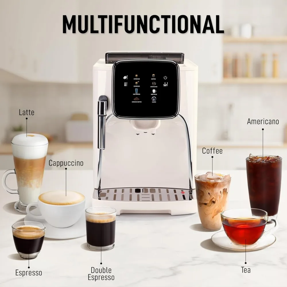 Macchina per caffè espresso e macinacaffè completamente automatica - macchina da caffè touch screen con funzionamento con un clic - Sistema schiuma di latte