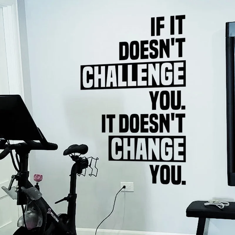 If It Doesn't CHALLENGE You Quotes Gym Wall Sticker Vinyl Home Gym Decor Training Room Fitness Studio Decal Removable Mural Q054