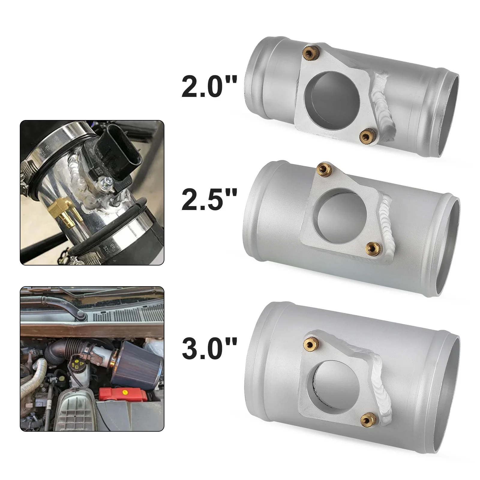 

For Nissan For Honda For Ford 2"/2.5"/3" MAF Mass Air Flow Sensor Mount Adapter Pipe Tube Flange Base Silver OE EPAA02G10K