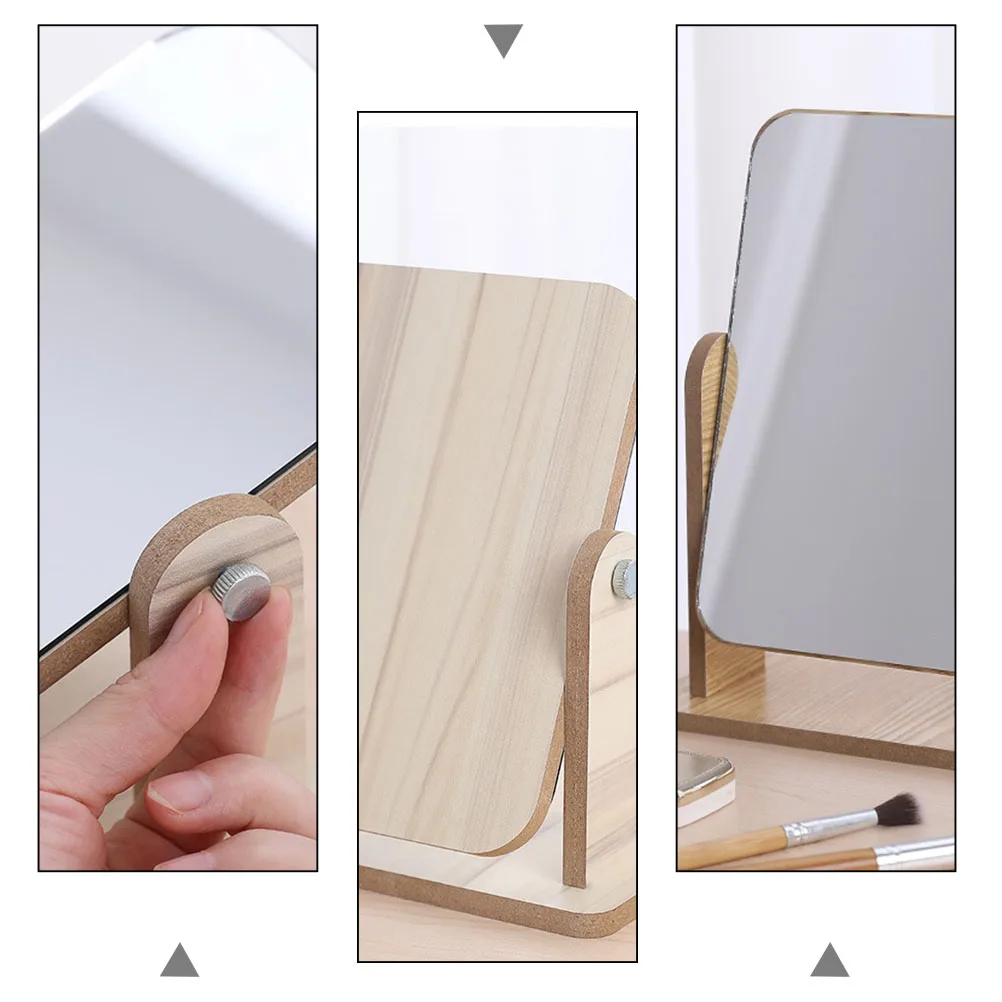 

Rotatable Double Vanity HD Makeup Desk Girl Makeup Mirror Girl Mirror Desktop Decor Stable Wooden Base