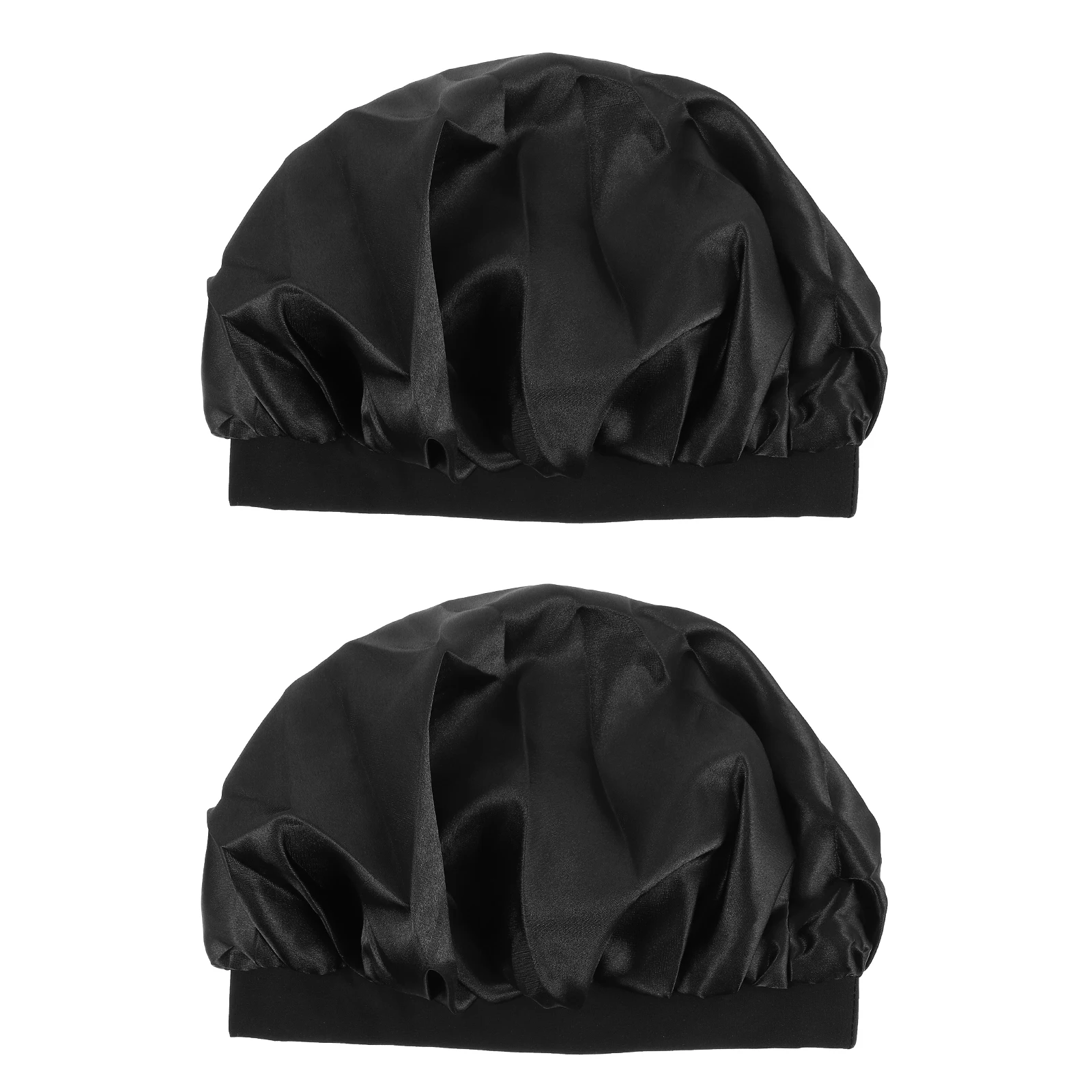 

2Pcs High Elastic Wide Side Sleeping Cap Night Sleep Hat Satin Hair Wrap Comfortable Adjustable for Women Chemotherapy Treatment