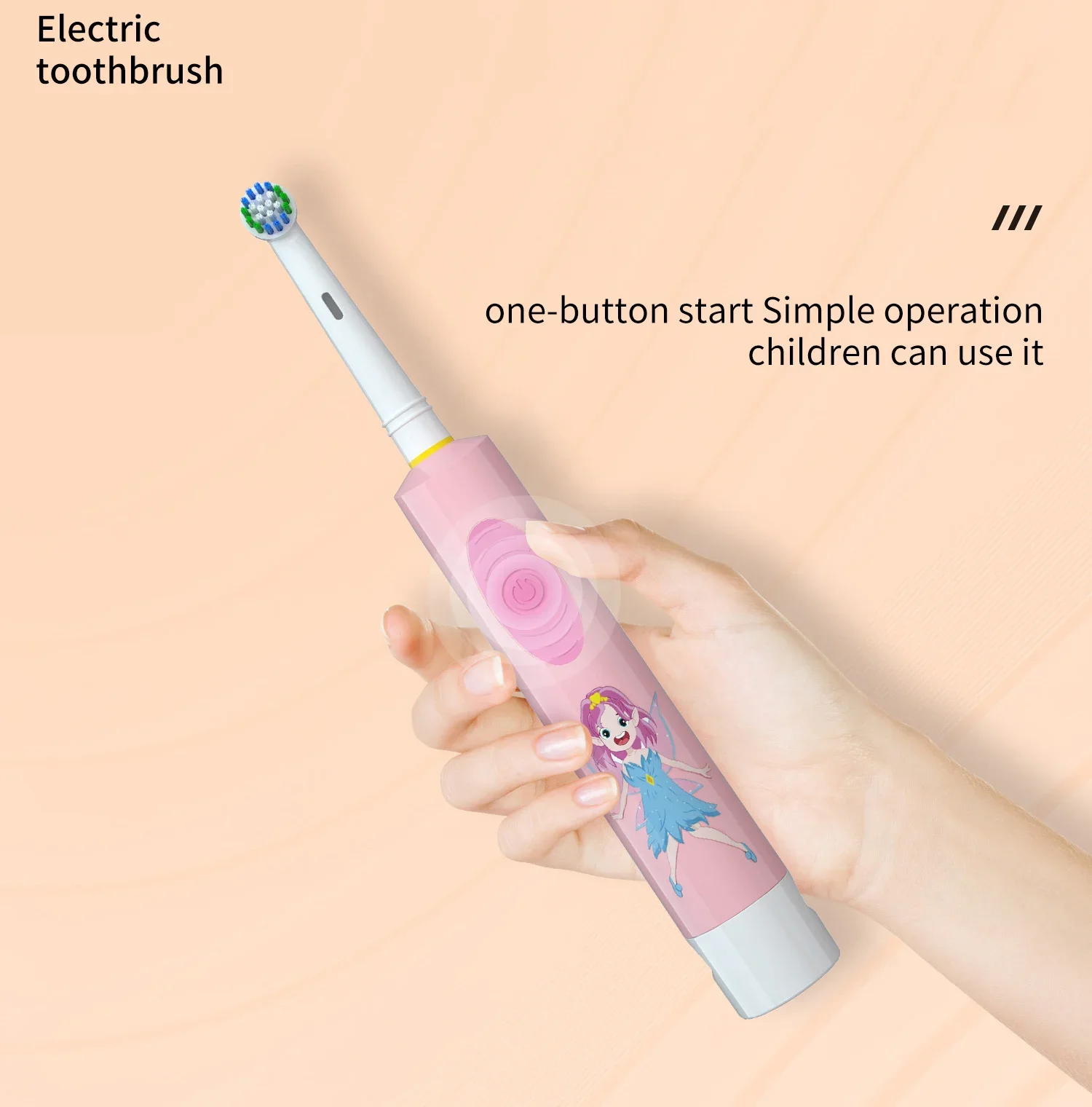 Children's Electric Toothbrush Soft Bristle Cartoon Vibrating Heads Gum Care Battery Powered 3-15 Years Old