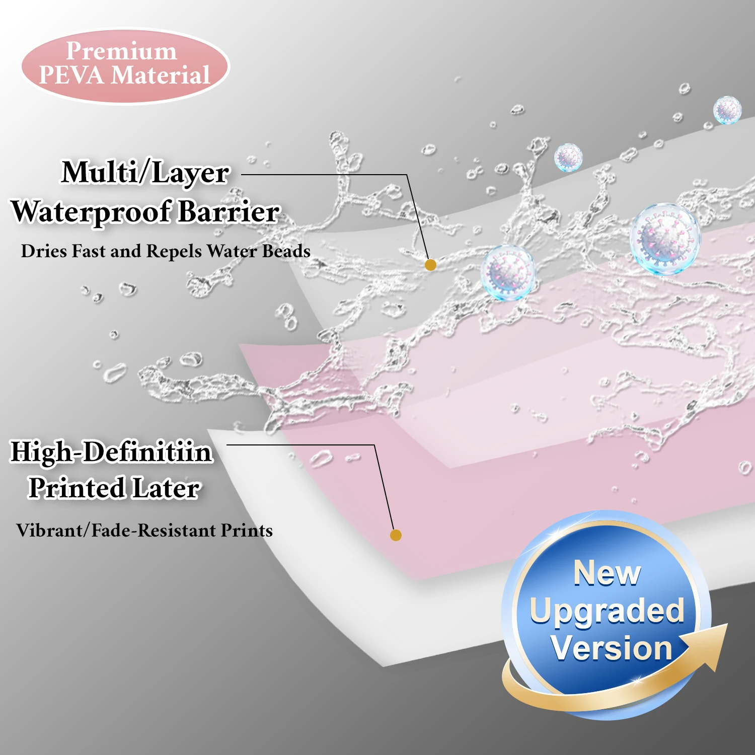 1pc Minimalist Light Pink Shower Curtains, Basic Solid-Color Waterproof Bathroom Accessories view 4
