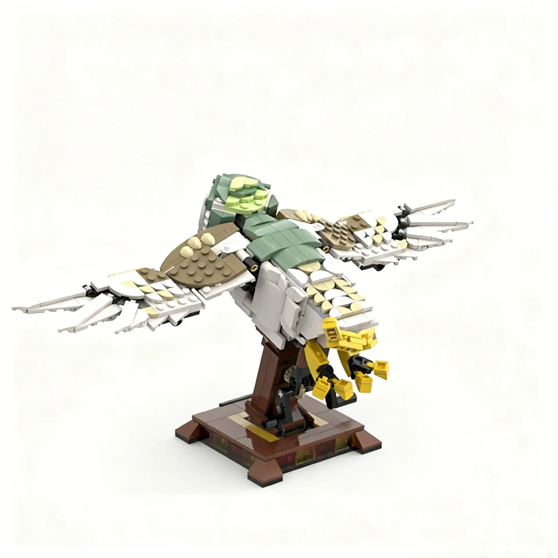 Modello di gufo Blocchi di costruzione Creatività Giocattolo educativo assemblato Serie di animali Nighthawk Ornamento da collezione Regalo di compleanno per bambini