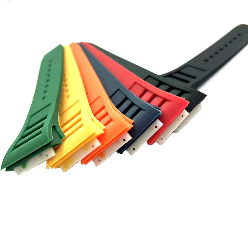 New Screw Style 25mm Red Black Green Rubber Watchband For Richard Mille Strap for RM011 RM055 Mille Bracelet Watch Band