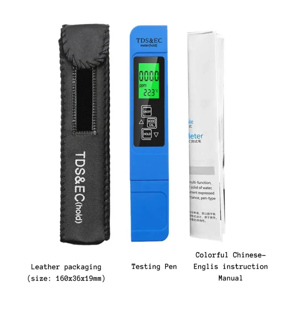 TDS water quality testing pen EC meter conductivity testing pen Celsius Fahrenheit temperature three in one drinking water test