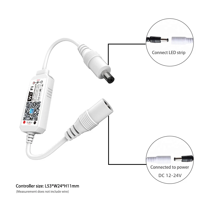 Single Color LED Dimmer WiFi Controller DC 12V 24V 96W Smart APP Remote Voice Dimming Control For Monochrome Light Strip Fixture