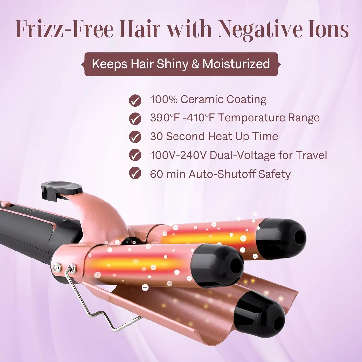 Curling Wand Set, YAWEEN Curling Iron with Three Barrel Hair Waver and 2 Interchangeable Ceramic Curling Wand, Fast Heating, Inc