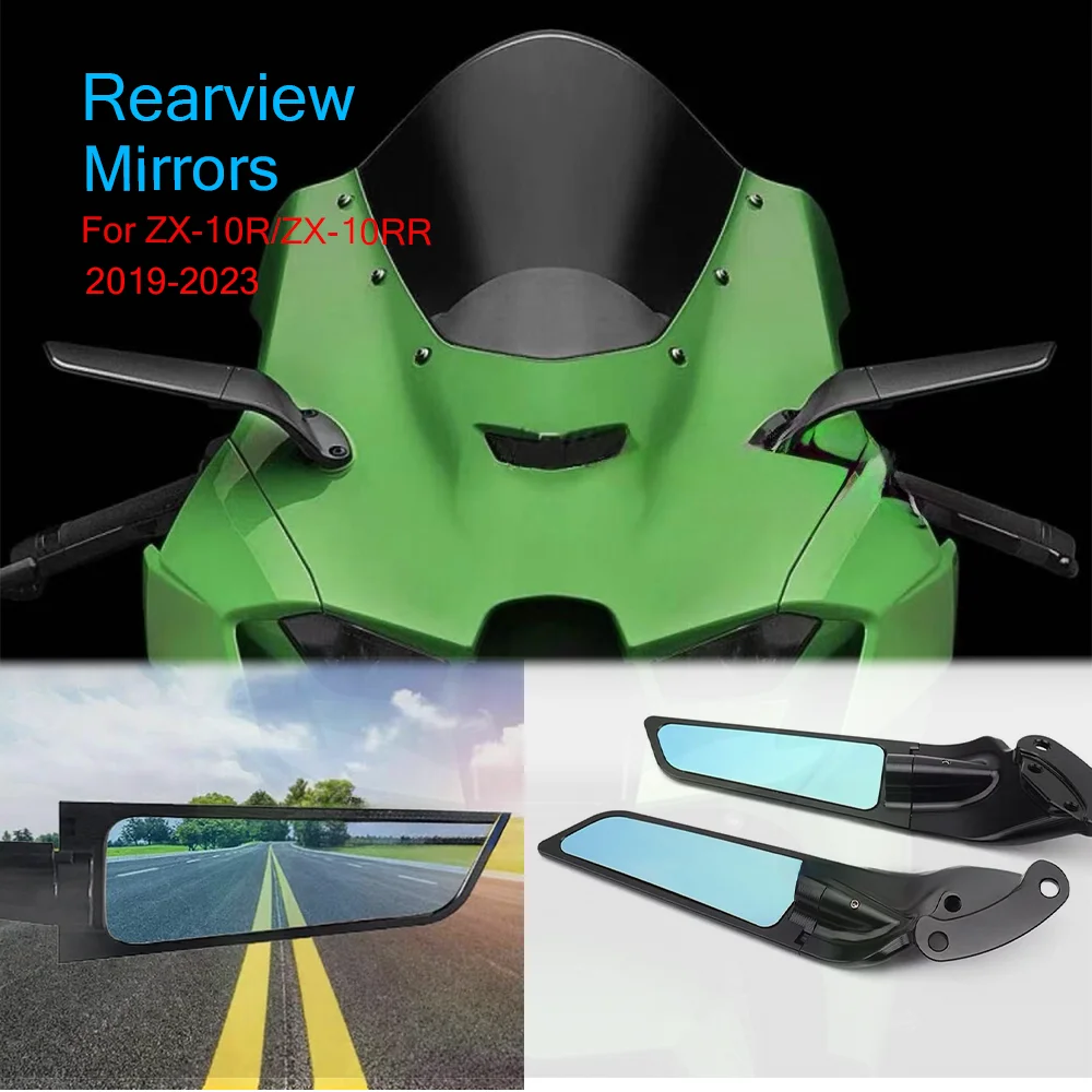 

For KAWASAKI Ninja ZX10R ZX-10R SE ZX10RR ZX-10RR ZX 10 R RR Motorcycle Adjustable Aluminum Rearview Mirrors Wind Wing Mirror