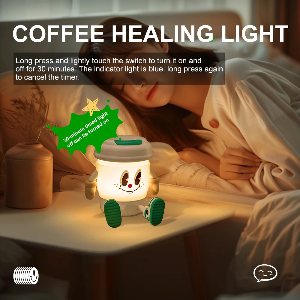 Lampu LED anak-anak, ornamen kartun LED kamar tidur lampu samping tempat tidur lampu malam kopi hadiah ulang tahun liburan