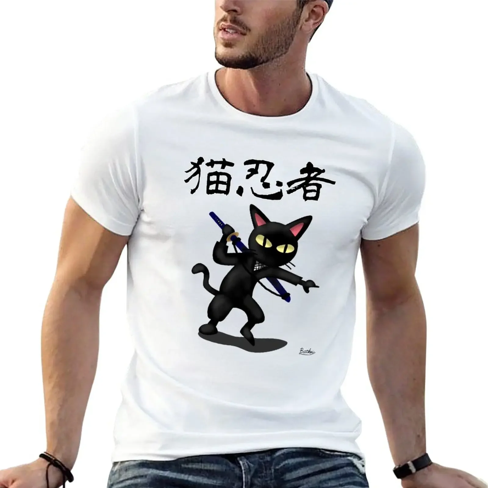 

Ninja Cat T-Shirt quick drying oversized Short sleeve tee men