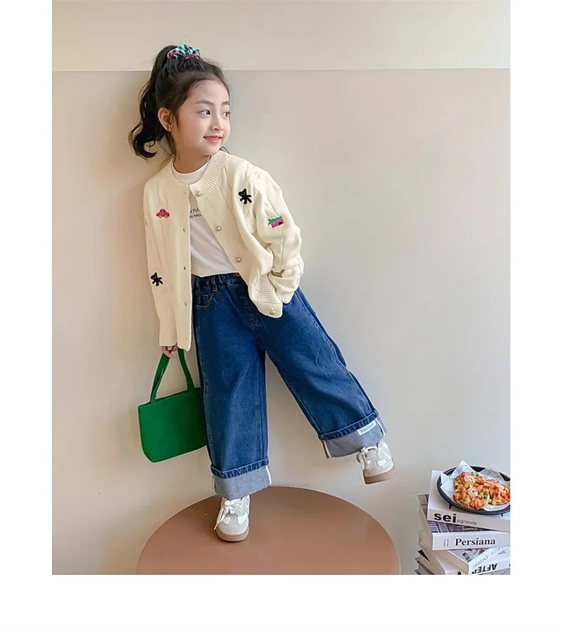 Girls Cute Warm Outerwear Children Cartoon Print Single Breasted Cardigan Kids Spring Comfortable Soft Outerwear 3-10 Years Old