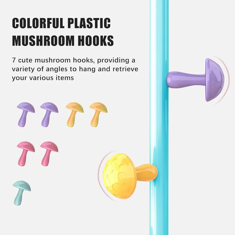 رف معطف معدني قائم بذاته مع 7 خطافات وقاعدة رخامية لمدخل المدخل وغرفة النوم والمكتب قابل للتعديل لتخزين الارتفاع