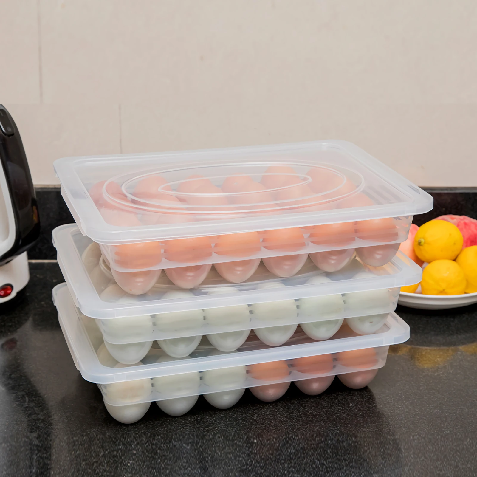 

24 Compartments Trays Compartment Egg Tray Durable Storage Box Fresh Keeping Container Large Capacity Save Space Home Use