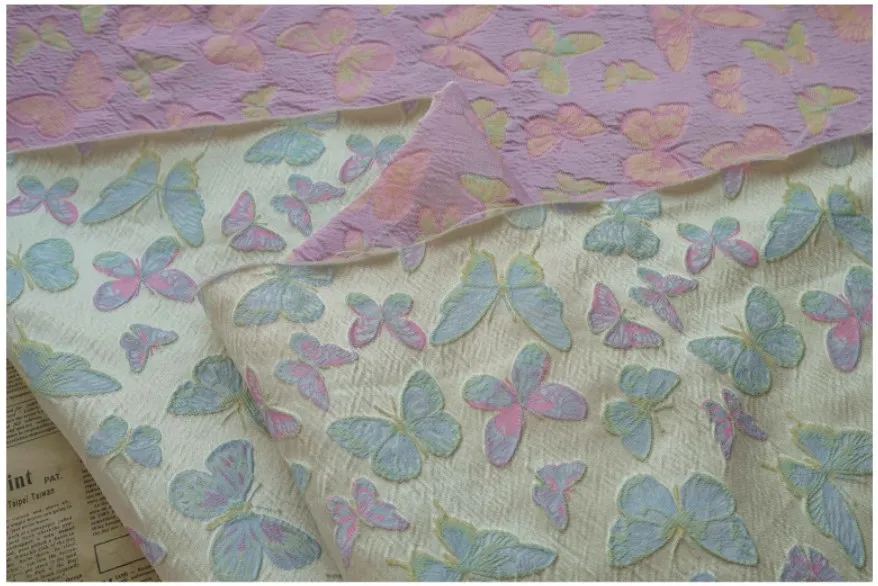 1 Meter langer Schmetterlings-eleganter Jacquard-Brokatstoff für Damen, Kleid, Handtasche, dekorativer Nähstoff