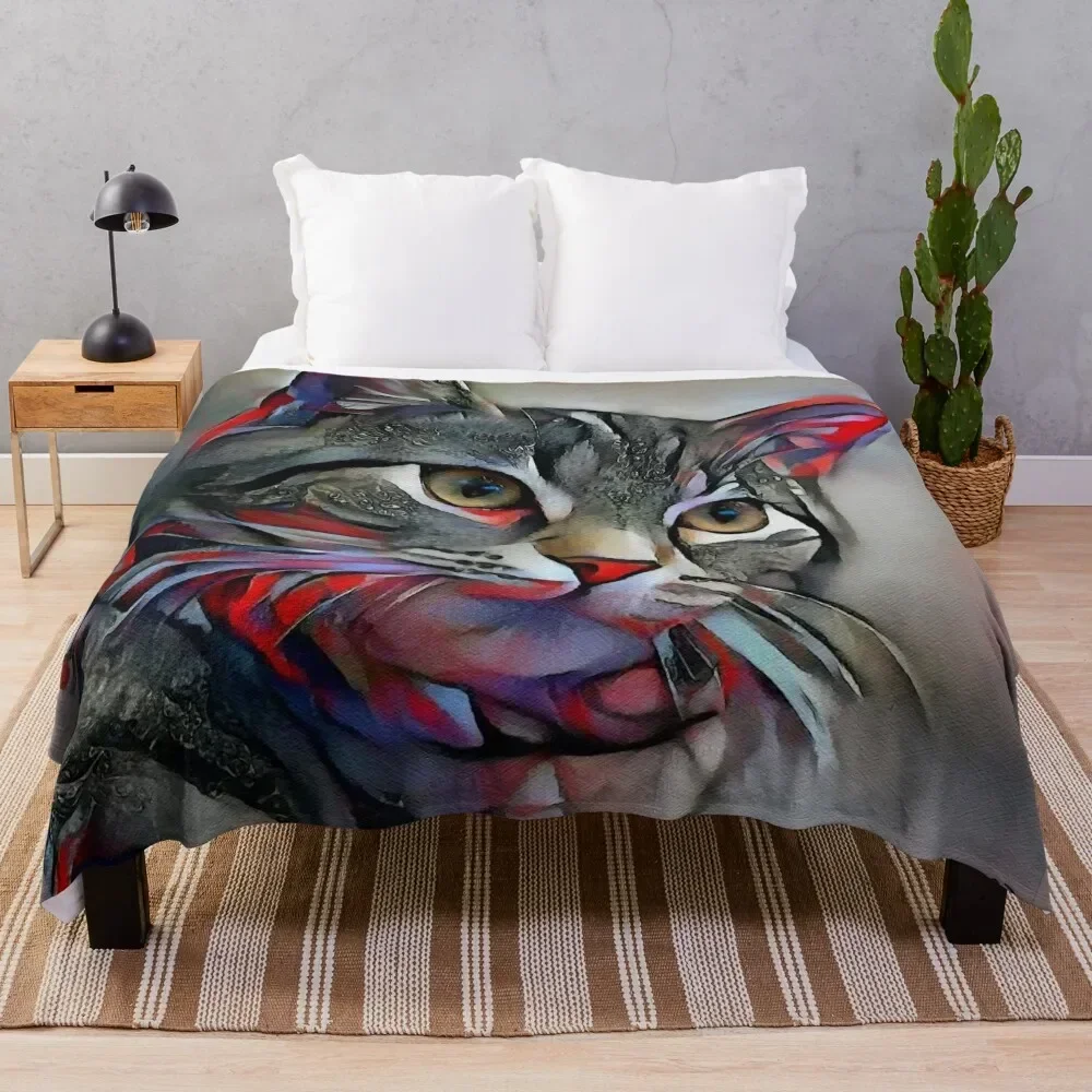 Herby, cat, cat, chat, lea roche paintings Throw Blanket funny gift Luxury Designer Polar Single Blankets