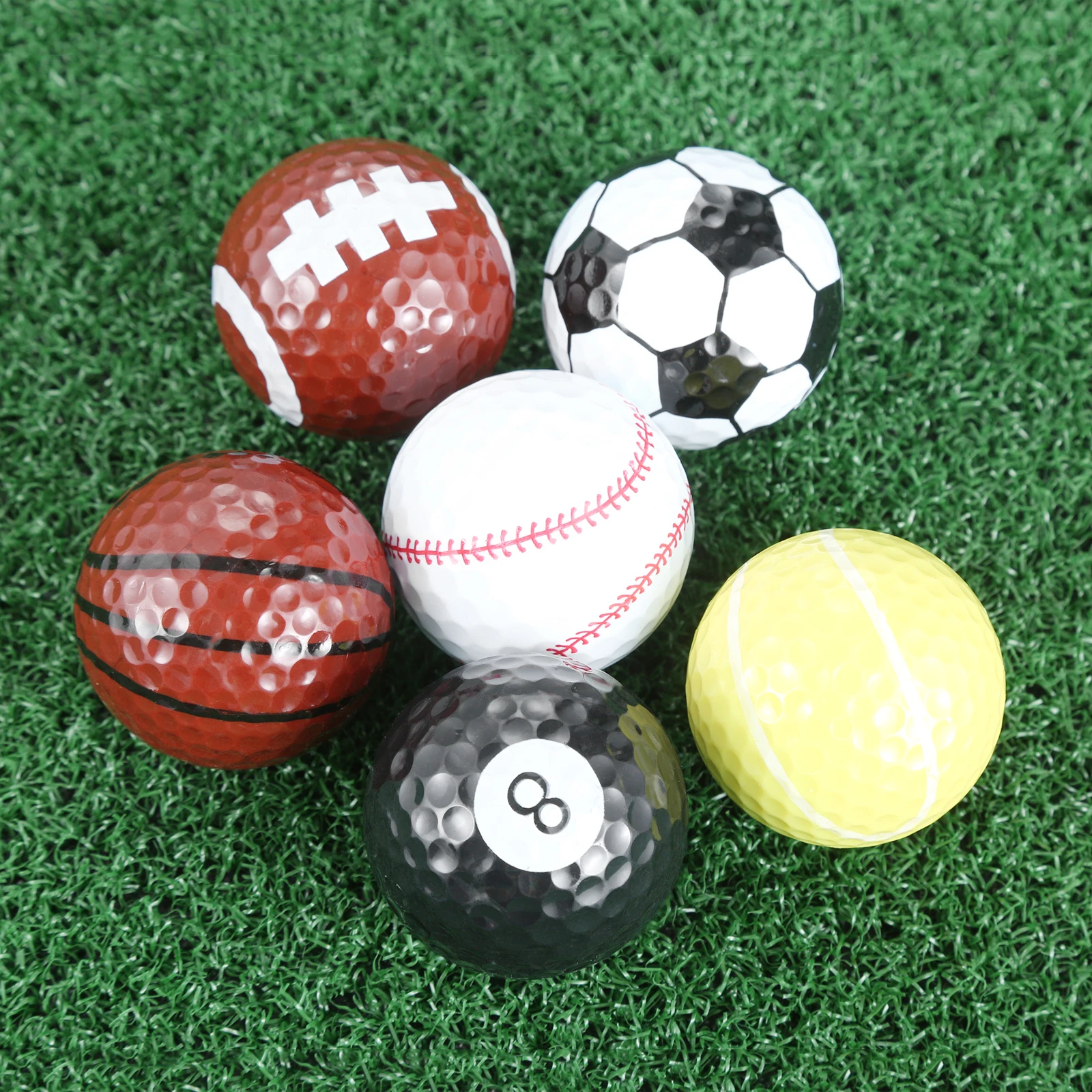 6Pcs Outdoor Creative Golf Sports Ball Indoor Outdoor 6 Assorted Novelty Training Gift Sport Fans Gift Practice Balls 42.7mm Dia