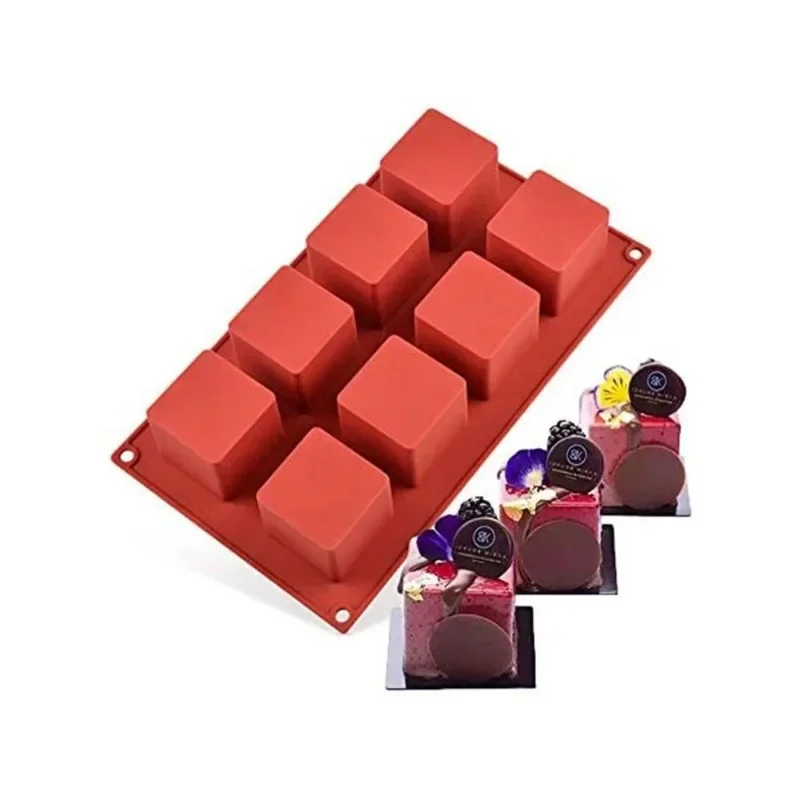 

3D Small Square Shape 8 Holes Non-stick Silicone Mold for DIY Pastry Jelly Cupcakes Mousse Ice Cream Chocolate Utensil