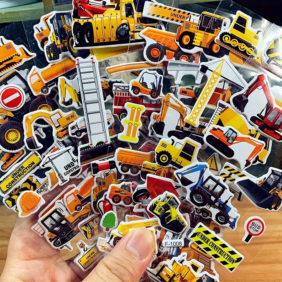5sheets Construction Vehicle 3D Bubble Stickers Textured Peel Stick Decals for DIY Crafts Laptop Phone Case Toolbox  ZSY