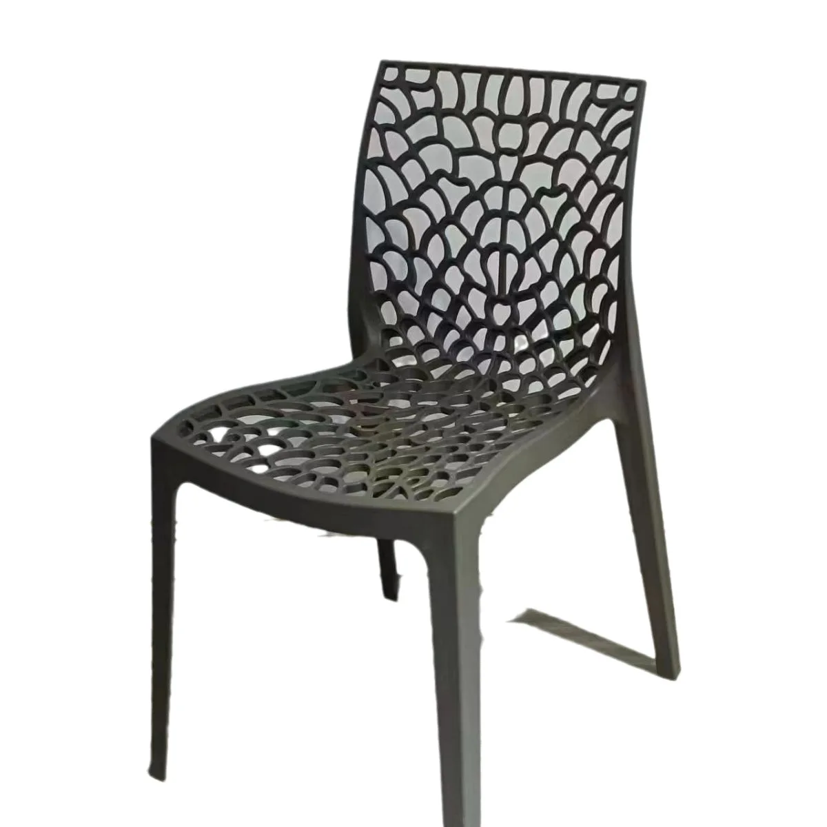 

#Minimalist Plastic Nordic Outdoor Stackable Waiting Dining Chair with Hollow-Out Design and Armrests for Commercial Use