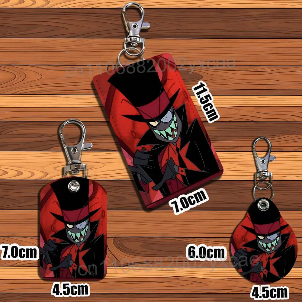 Demencia Villainous Black Hat Rectangle ID Card Case Keychain Access Card Bag Key Tag Ring Leather Card Holder Key Ring Access view 3