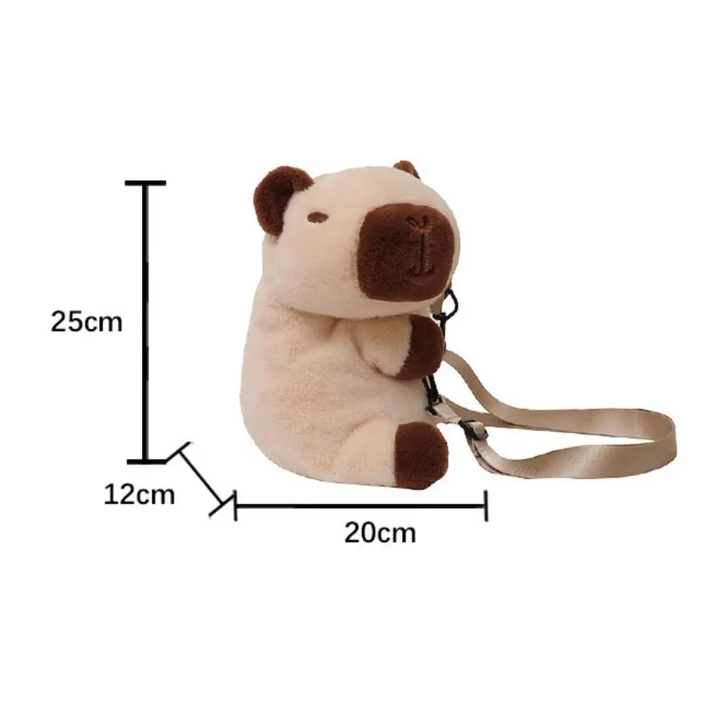 ผ้าฝ้าย PP Capybara Plush กระเป๋าเป้สะพายหลัง Fluffy การ์ตูนสัตว์ Capybara Plush ไหล่กระเป๋าขนาดใหญ่ความจุนุ่มการ์ตูน Crossbody กระเป๋า