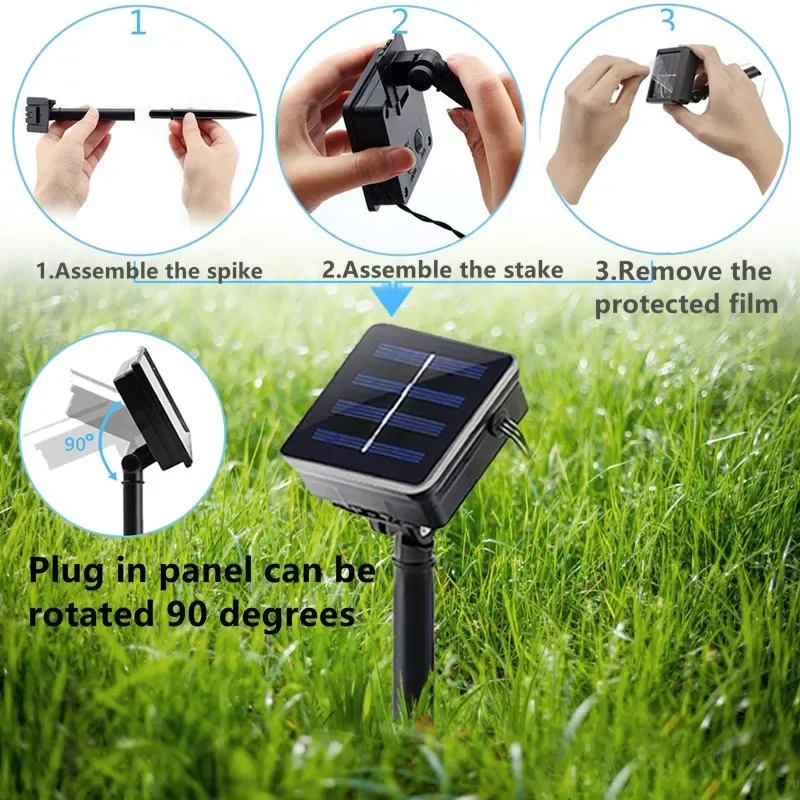 Solar 5/7/12m Outdoor LED Crystal Globe String Light Fairy Light for Garden Wedding Christmas Home Room 2025 Ramadan Decoration
