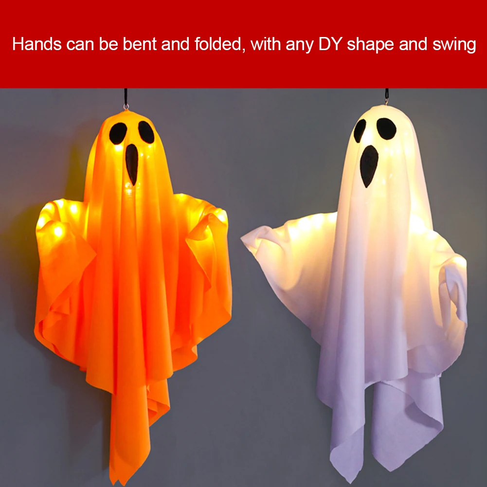 Spooky Ghost Halloween Decor IP65 Waterproof Horror Decoration Light Glowing Door Hanging Ghost for Halloween Garden Home Decor