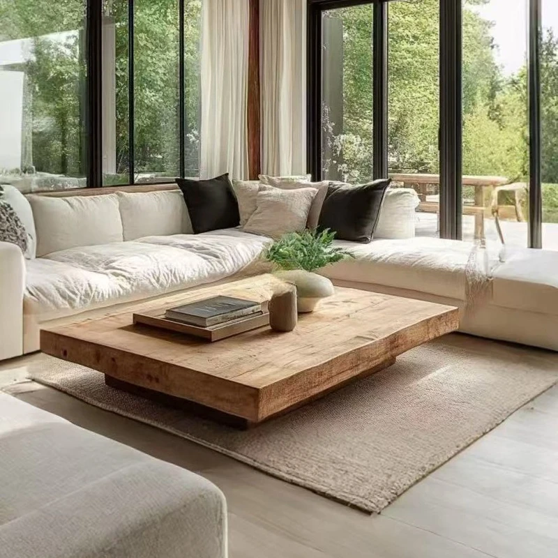 

solid wood coffee table rectangular light luxury living room household small apartment coffee table low tea table