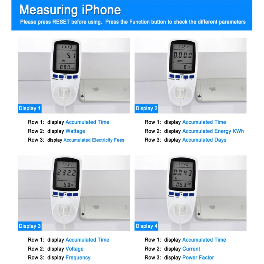 Brazil 4 Kinds Socket Plug Power Meter Energy Digital Wattmeter kWh Power Consumption Watts Electricity Analyzer Monitor AC 230V