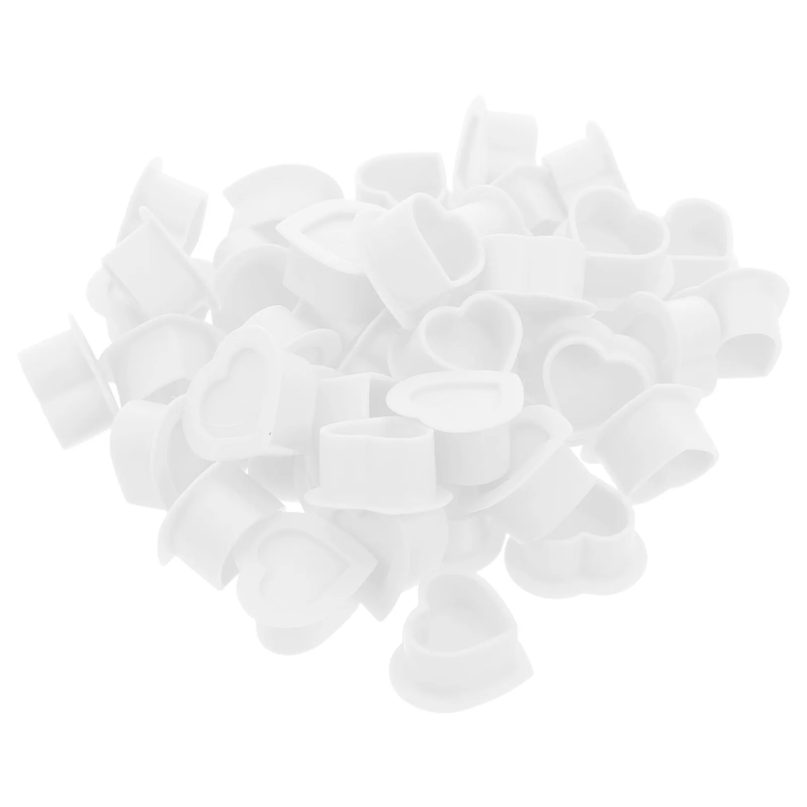 Gobelets à pigments de tatouage en forme de cœur, bouchons d'encre en Silicone avec Base Stable, rangement souple et Flexible pour fournitures de tatouage, 100 pièces