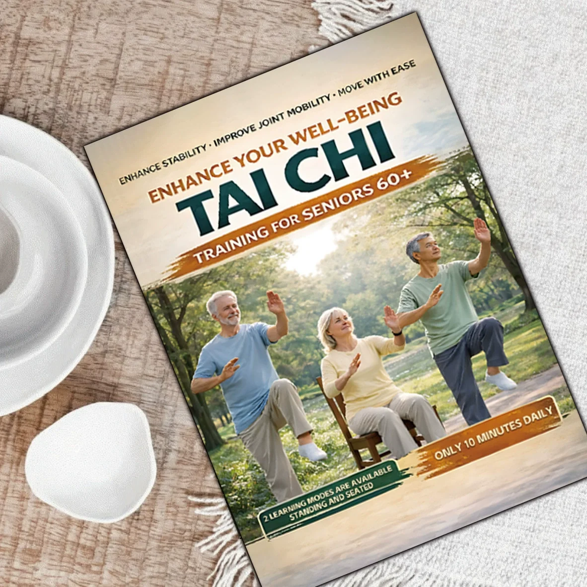 Tai Chi for Seniors 60+ 28-Day 10 Mins Daily Program Spiral Bound Beginner Friendly Guide Book for Balance Fitness Exercise