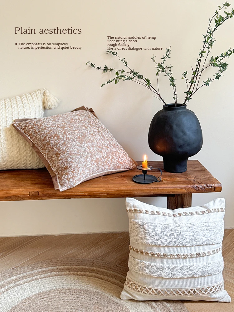 Mlife Original Wood Wabi-Sabi Sle Pillow Cover Sofa Living Room Sample House Soft Plu Barest Cuion Case Home Decor