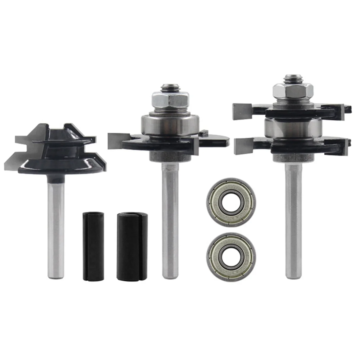 7Pcs Woodworking Milling Cutter 45-Degree Tenon Cutter Jigsaw 3-Tooth T-Type Engraving Machine Woodworking Cutter