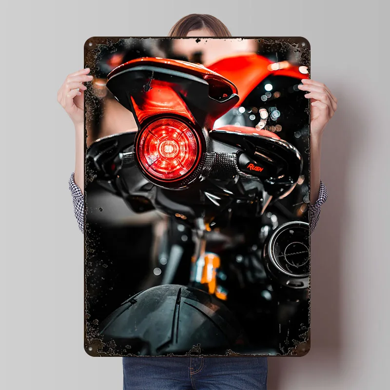 MV Motorcycle Rush 1000 Tinplate Poster Customized Wall Art Vintage Metal Signs Retro Plates for Home Decoration Gaming House
