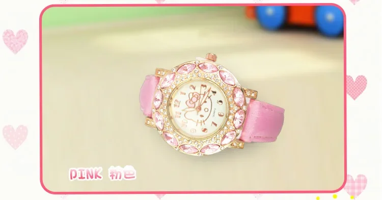 Orologio da polso Sanrio caldo Hello Kitty Watch con cintura di diamanti per orologio da polso al quarzo da donna orologio da cartone animato per studenti per bambini