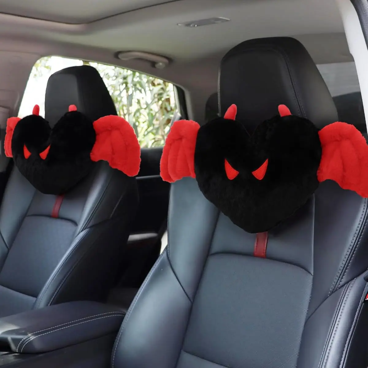 

2 шт. подушки для подголовника автомобиля в форме сердца с крыльями дьявола и ангела, милый декор для автомобильного сиденья, подушка для шеи