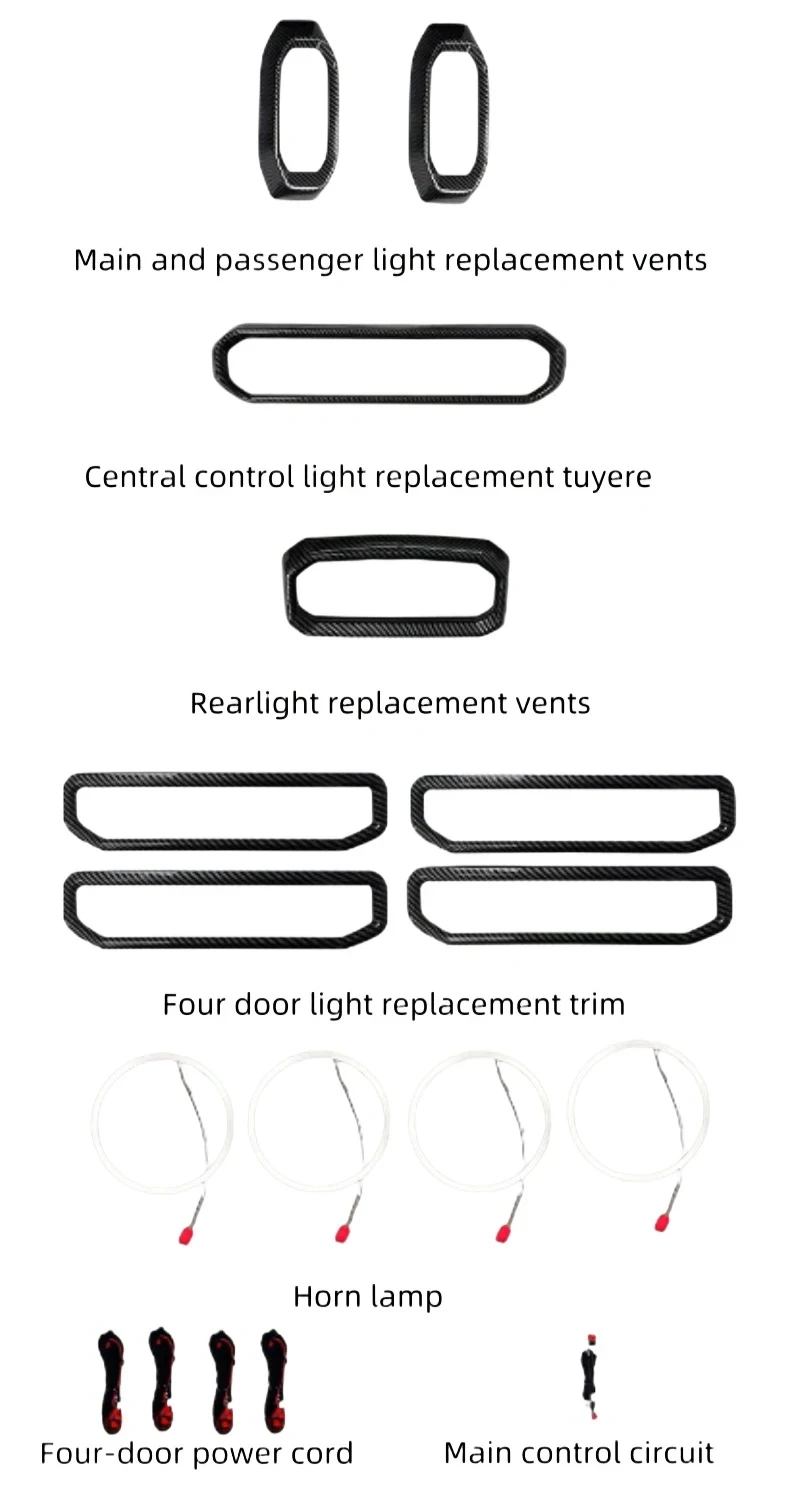 Car 64 Colors Atmosphere Light Fit for Jetour Traveller T2 Carbon Fiber Pattern Luminous Air Outlet Kit Car Interior Accessories