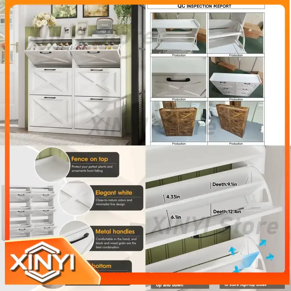 deposit.Entryway Shoe Cabinet with 6 Flip Drawers for Small Space Living Room Hallway Bedroom Freestanding Hidden Shoe