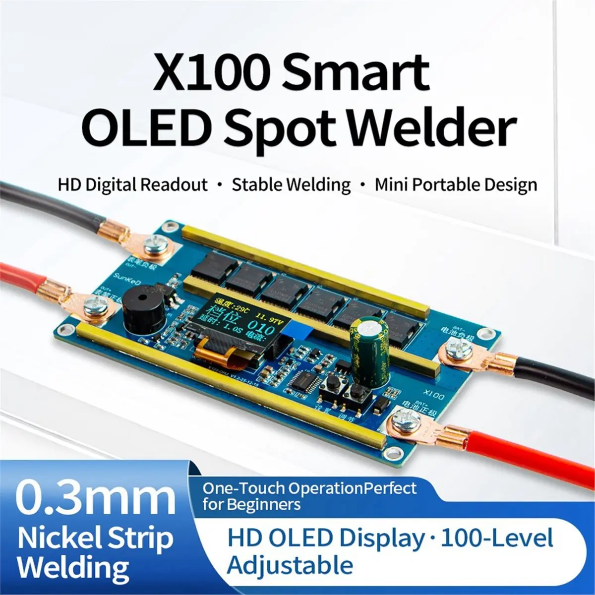 【TODAY-BUY】~@ 100 Gears DC12V Spot Welder Kit Digital Power Adjustable Spot Welding Pen 12V Battery Control Board Double MOS