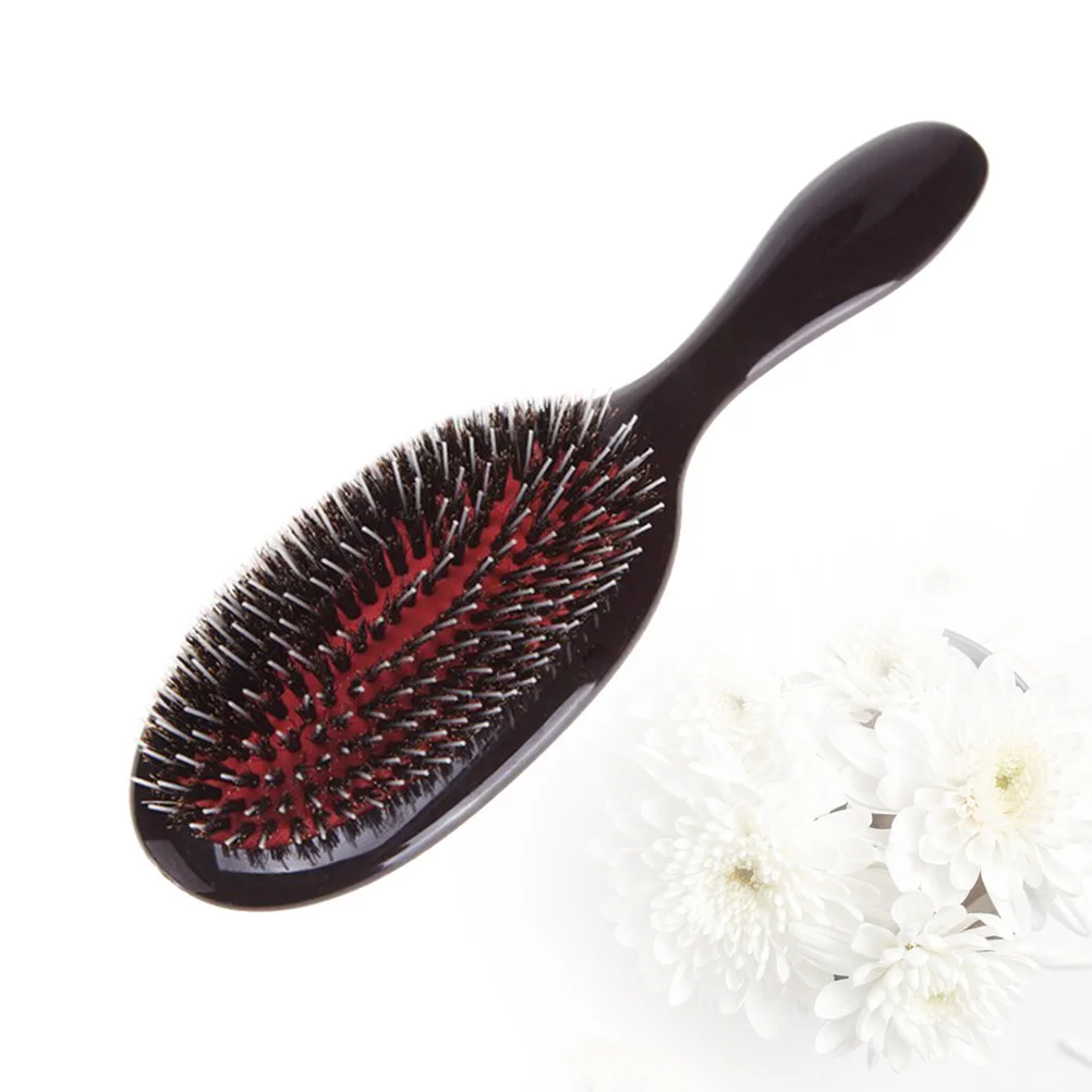 

Natural Bristle Comb Scalp Care Shiny Silky Anti-Frizz Therapy Ergonomic Durable Plastic Handle Brush For All Hair Types Daily