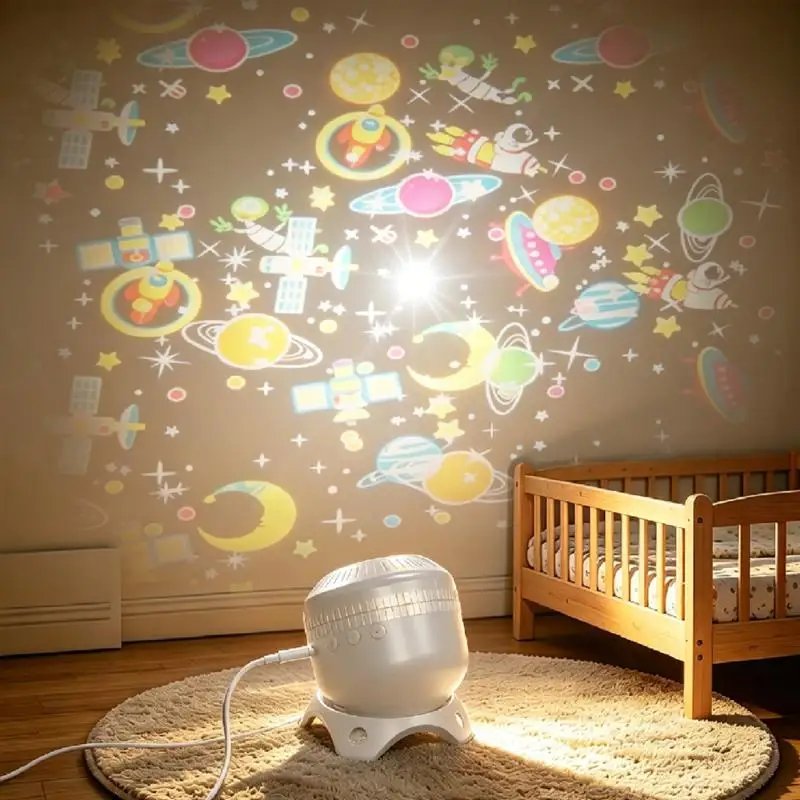 Dynamic Rotating LED Projector Light Rechargeable Ocean Lights Projector Adjustable Brightness LED Atmosphere Light For Bedroom