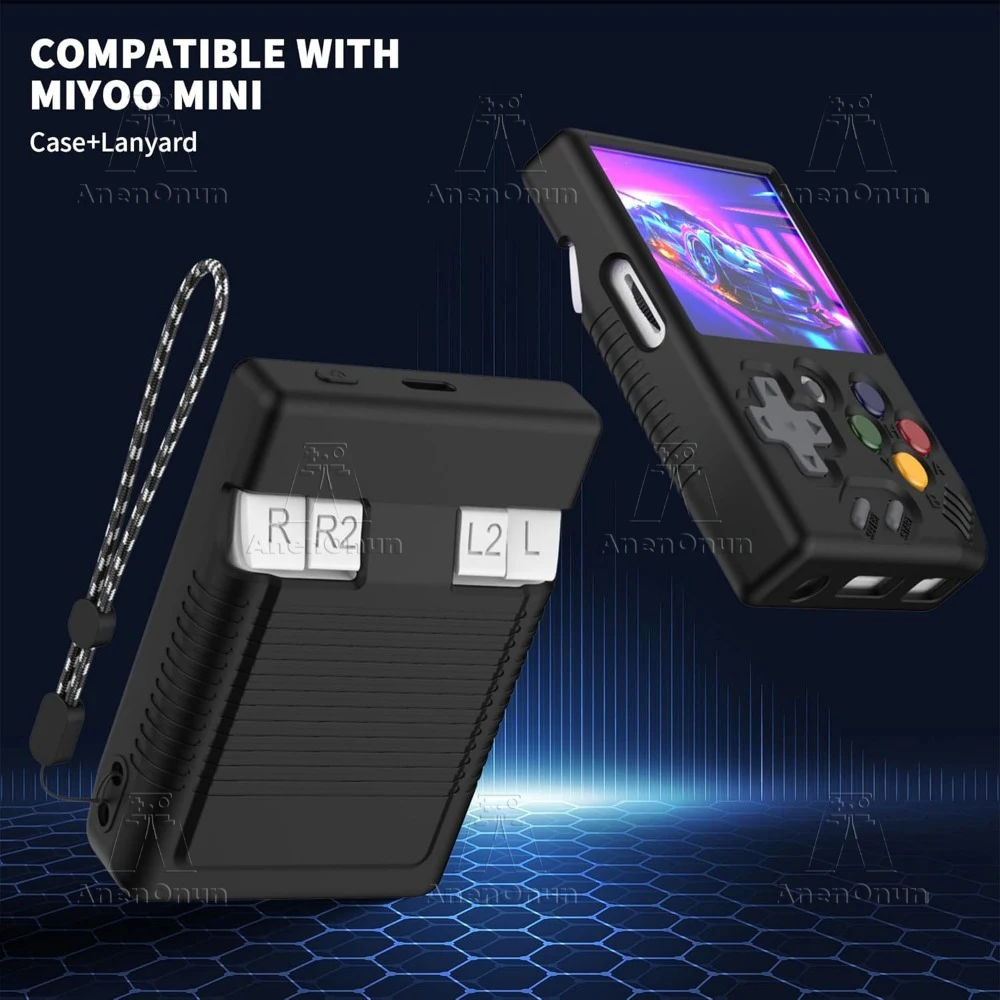 Miyoo Mini V4/Miyoo Mini Volledige beschermhoes met koord Anti-val Anti-kras Zwart Siliconen Soft Shell Cover Accessoires