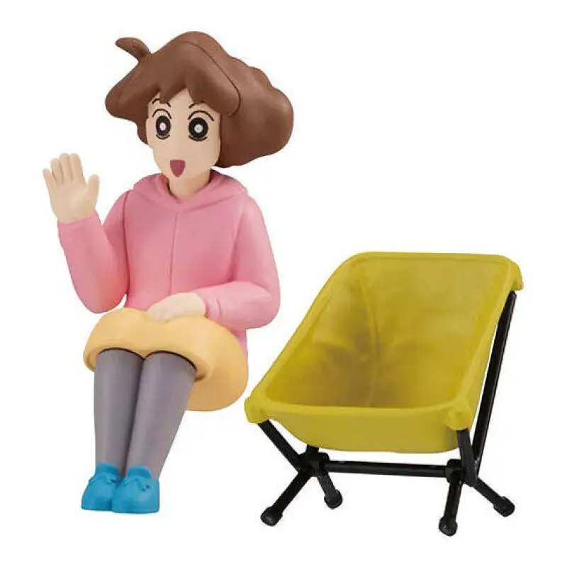 Bandai Gashapon Crayon Shin Chan Camping Pose Figurine Shiro and His Family Camping Tent Chair Toy Gift for Kid Festival Gift