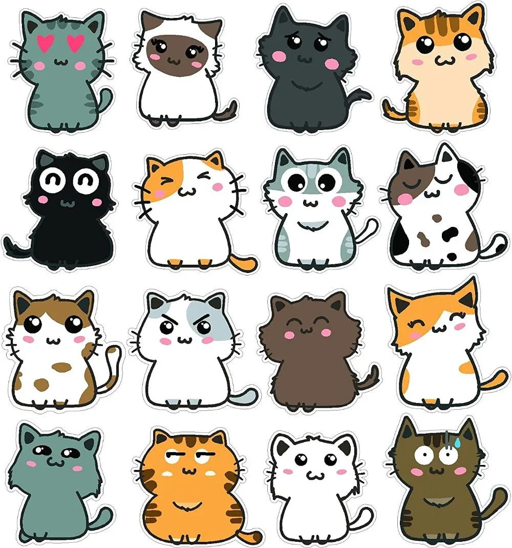 For Assorted Cats Cute and Adorable Perfect Peel and Stick Smiling Cute Sticker Decal Laptop Desktop