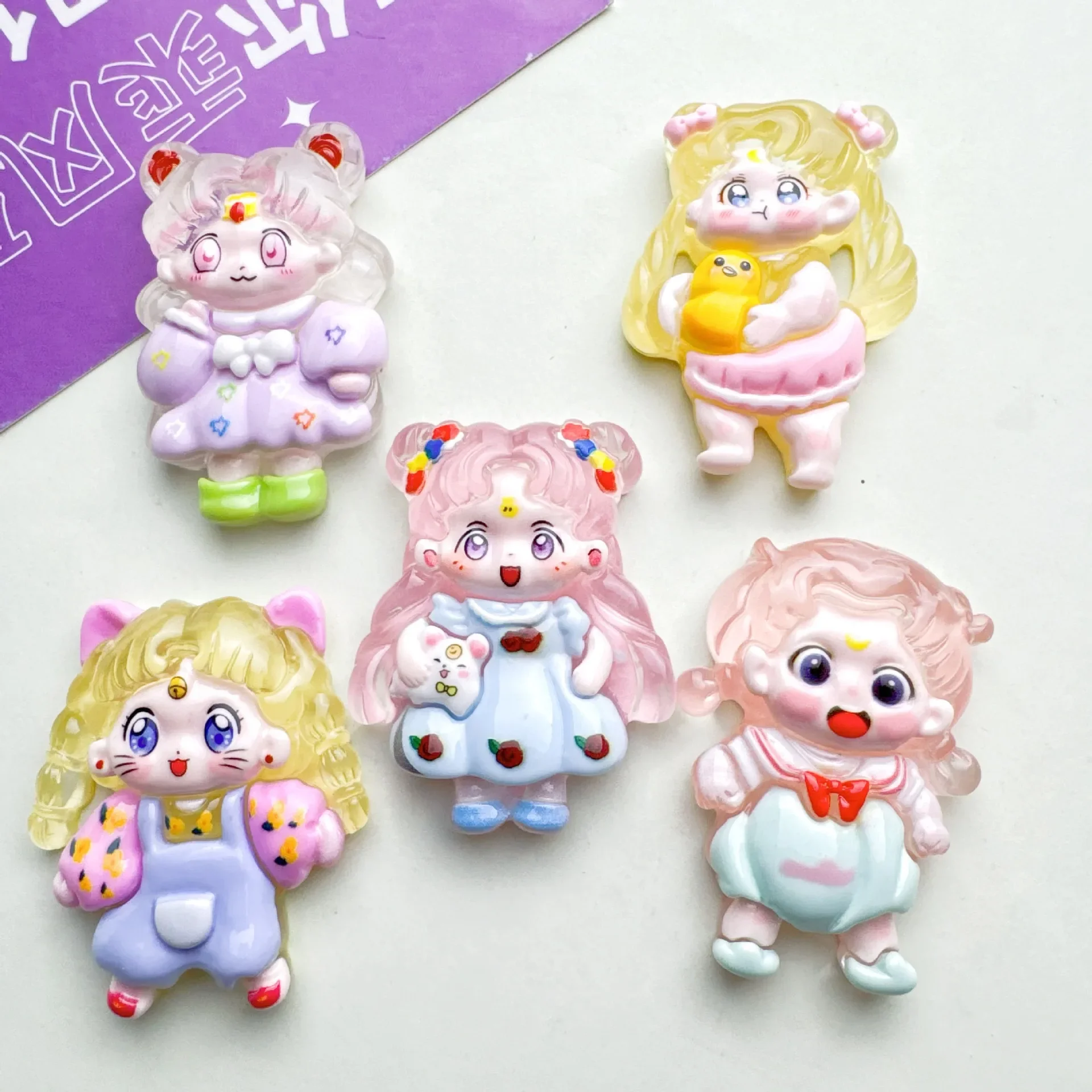 2pcs cute Sailor Moon series cartoon resin flatback cabochons diy crafts materials jewelry making charms