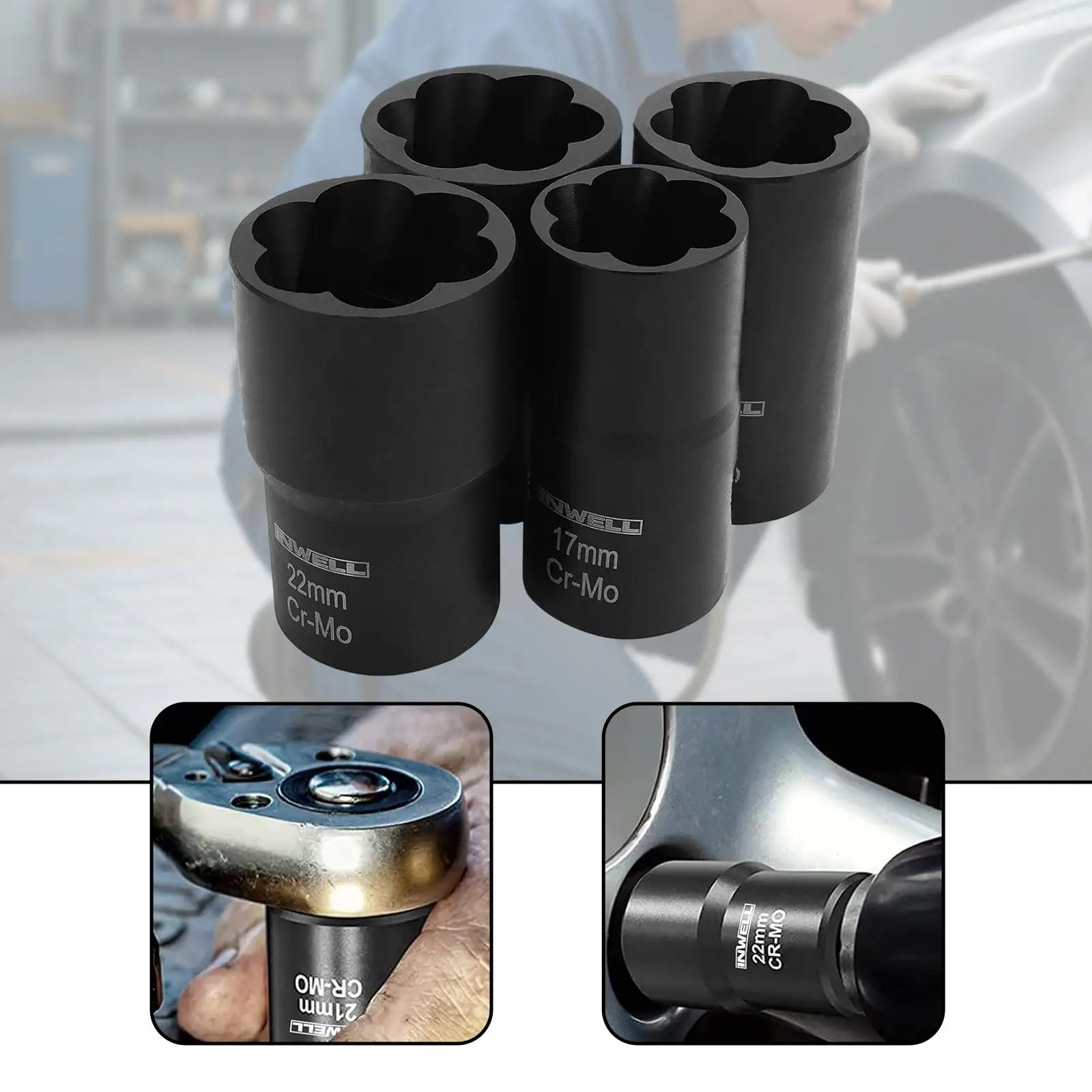 

6Pcs Bolt Extractor Set Wheel Lock Removal Kit for Frozen Stud Rusted