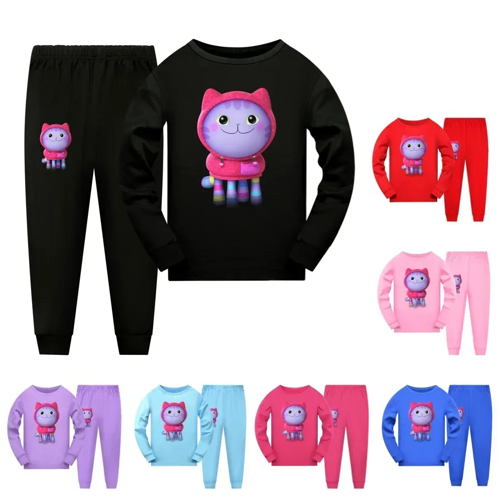 

Anime Gabby Doolhouse Productos Kids Gabbys Cat Clothes Baby Girls Long Sleeve Tops Pants 2pcs Set Children Cartoon Pajama Sets