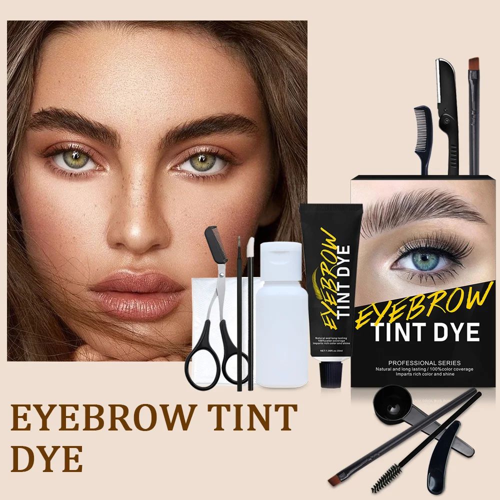 Eyelash Eyebrow Dye Tint Kit Fast Tint Brow Dye Gel Eyebrow Cream Black/Light Brown/Maroon Enhancers Mascara Eyes Makeup Tool